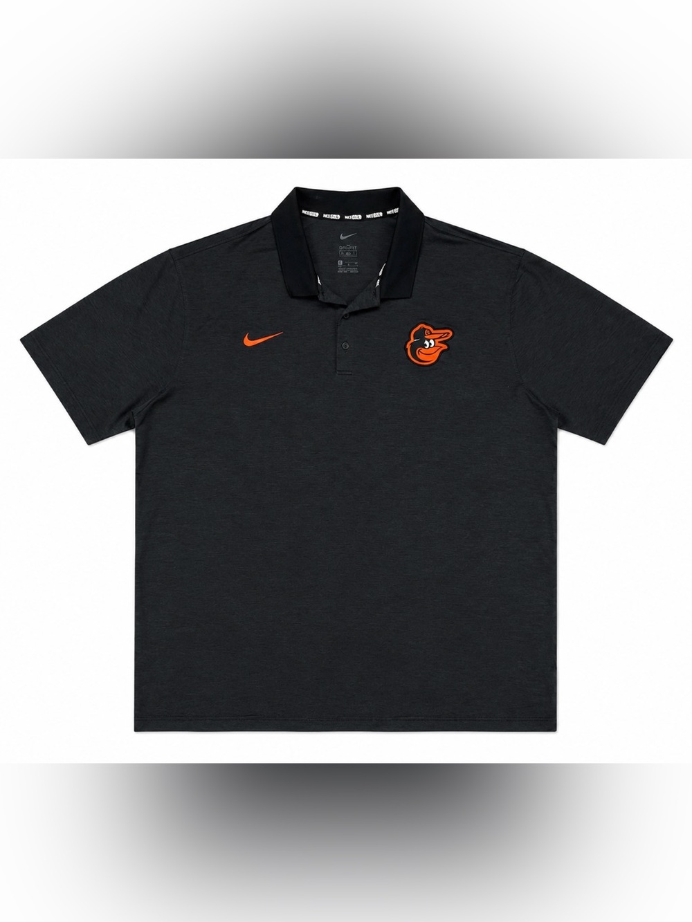 Nike MLB Black Polo with Orange Baltimore Orioles Crest